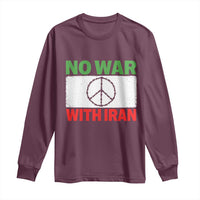 No War With Iran Long Sleeve Shirt Iranian People Support Barbed Wire Peace Sign