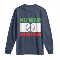 No War With Iran Long Sleeve Shirt Iranian People Support Barbed Wire Peace Sign