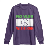 No War With Iran Long Sleeve Shirt Iranian People Support Barbed Wire Peace Sign