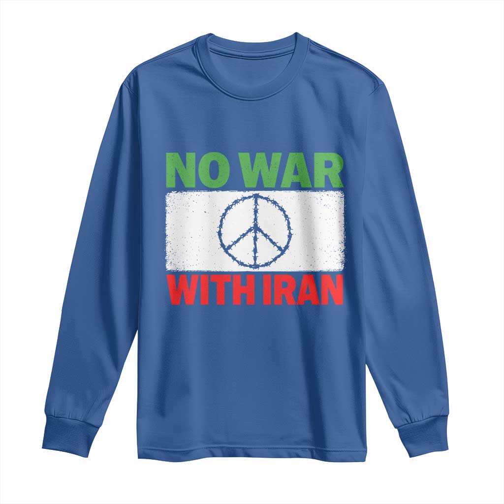 No War With Iran Long Sleeve Shirt Iranian People Support Barbed Wire Peace Sign