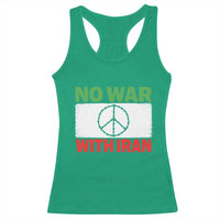 No War With Iran Racerback Tank Top Iranian People Support Barbed Wire Peace Sign