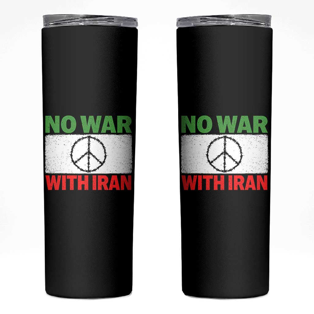 No War With Iran Skinny Tumbler Iranian People Support Barbed Wire Peace Sign