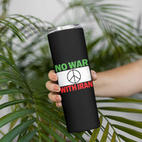 No War With Iran Skinny Tumbler Iranian People Support Barbed Wire Peace Sign