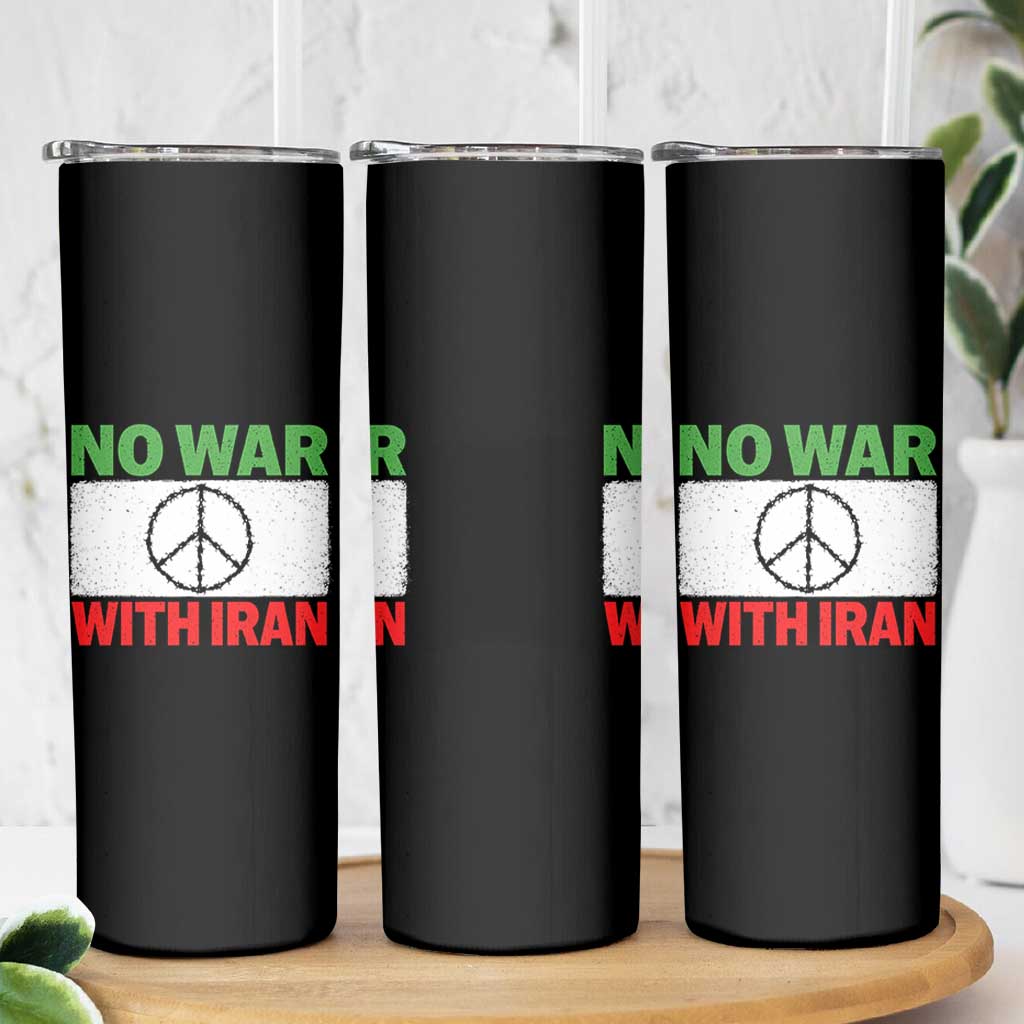 No War With Iran Skinny Tumbler Iranian People Support Barbed Wire Peace Sign