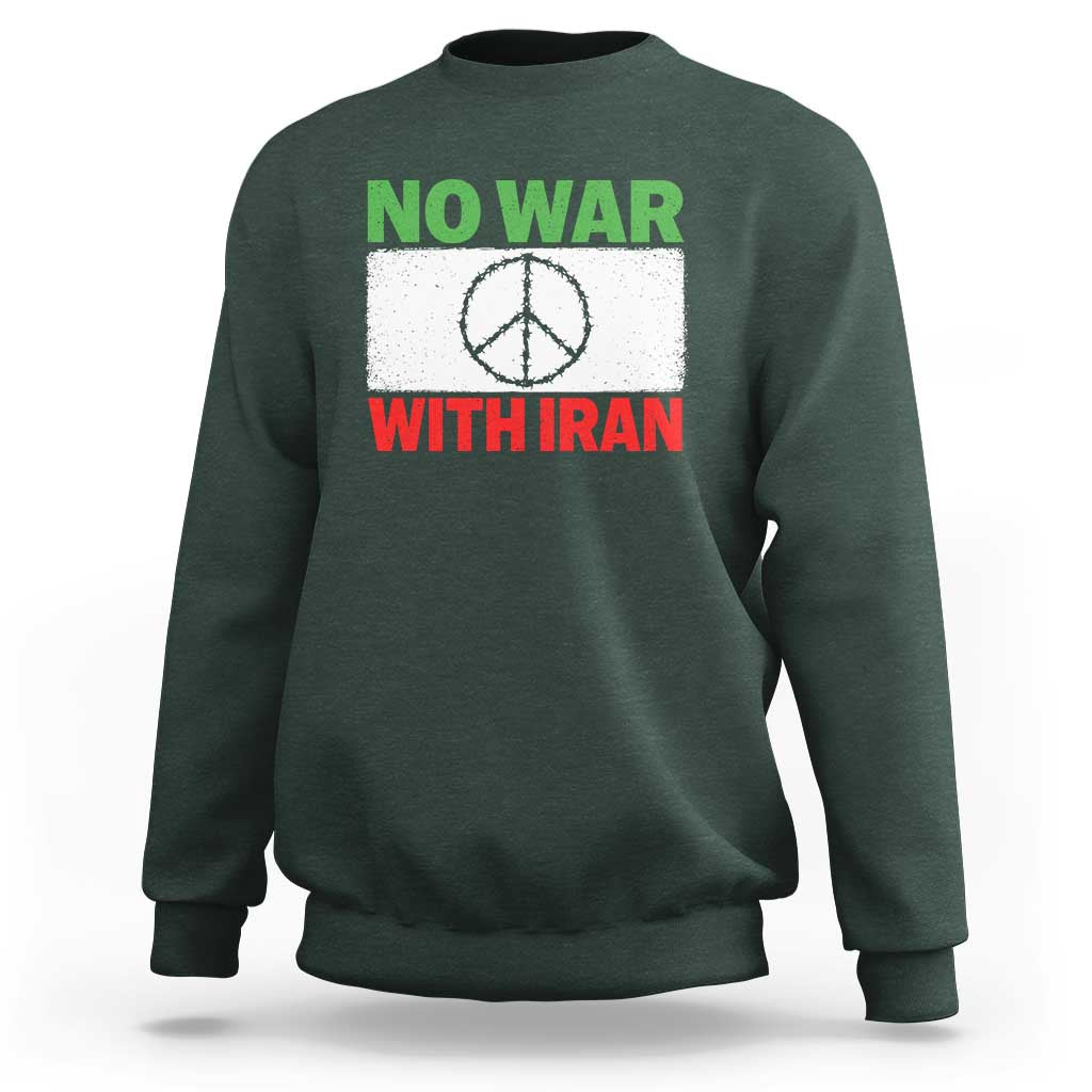 No War With Iran Sweatshirt Iranian People Support Barbed Wire Peace Sign