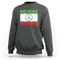 No War With Iran Sweatshirt Iranian People Support Barbed Wire Peace Sign