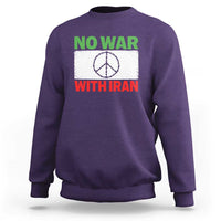No War With Iran Sweatshirt Iranian People Support Barbed Wire Peace Sign
