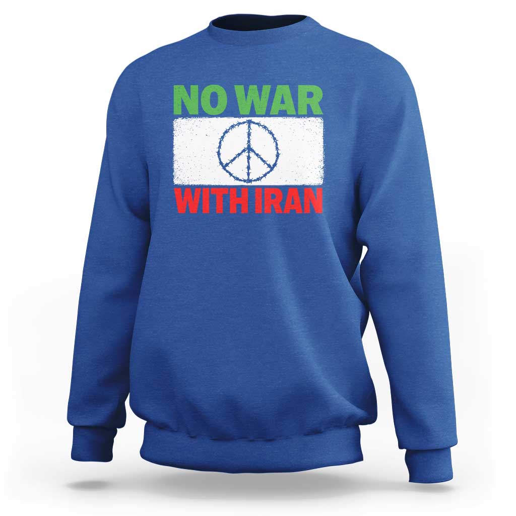 No War With Iran Sweatshirt Iranian People Support Barbed Wire Peace Sign