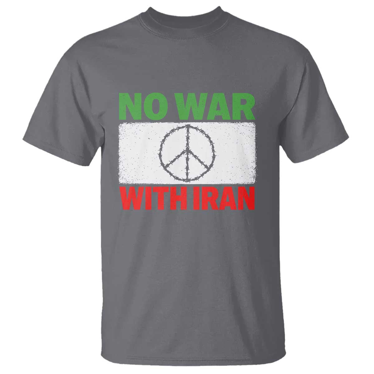 No War With Iran T Shirt Iranian People Support Barbed Wire Peace Sign