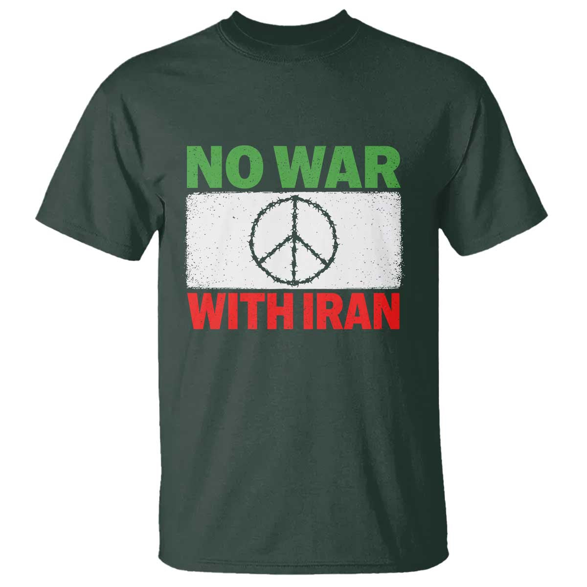 No War With Iran T Shirt Iranian People Support Barbed Wire Peace Sign