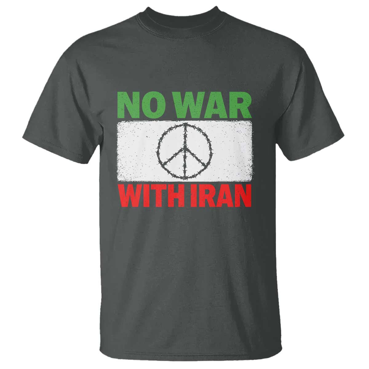 No War With Iran T Shirt Iranian People Support Barbed Wire Peace Sign