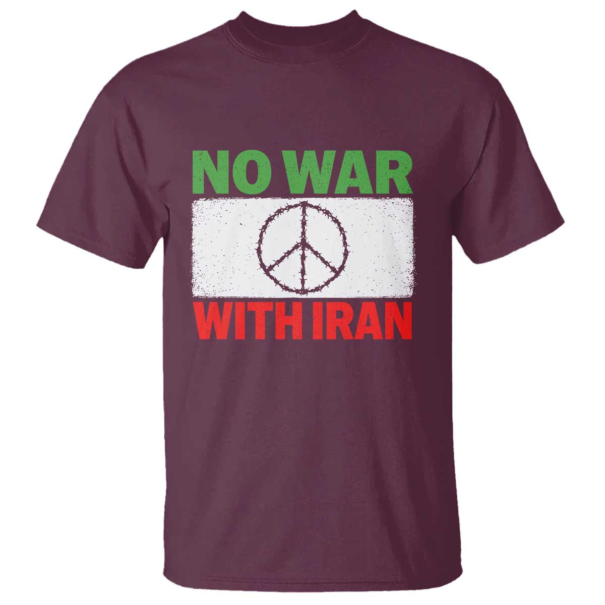 No War With Iran T Shirt Iranian People Support Barbed Wire Peace Sign