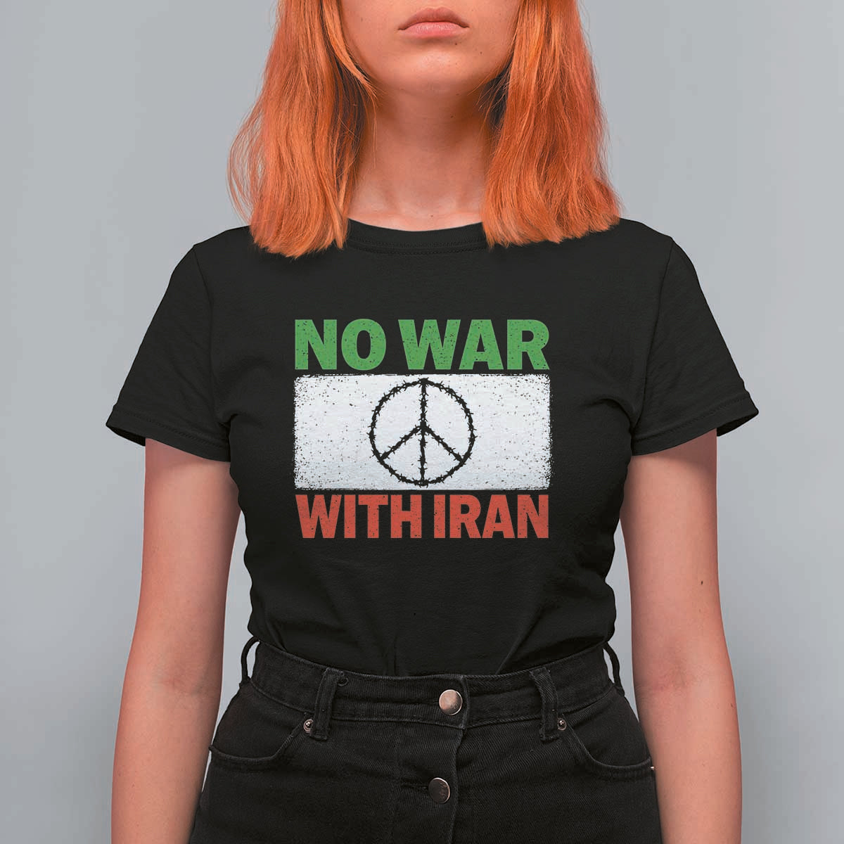 No War With Iran T Shirt For Women Iranian People Support Barbed Wire Peace Sign