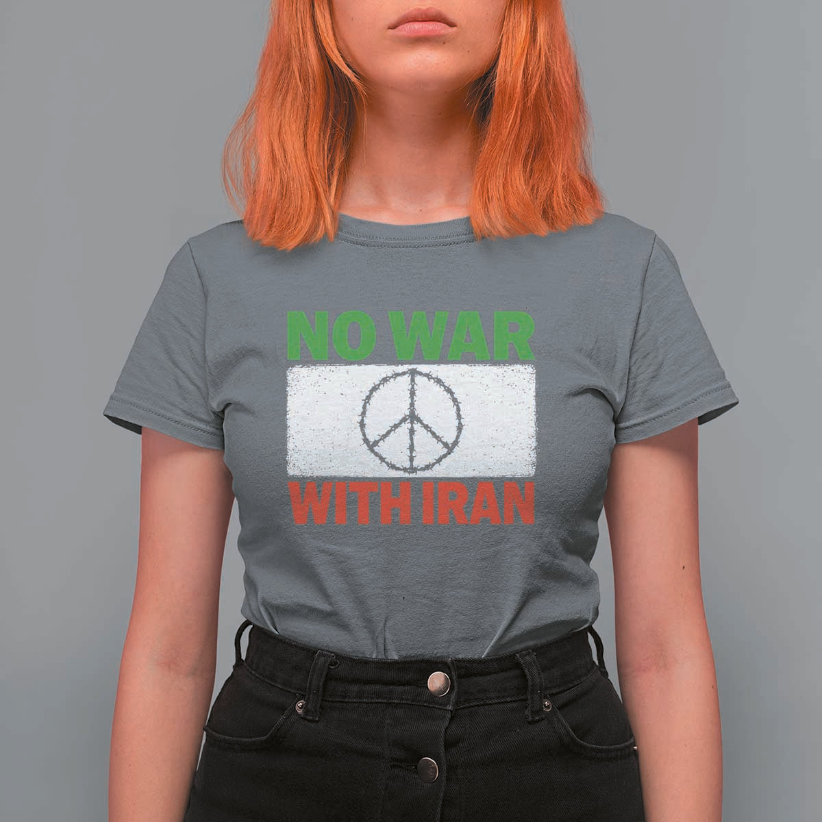 No War With Iran T Shirt For Women Iranian People Support Barbed Wire Peace Sign