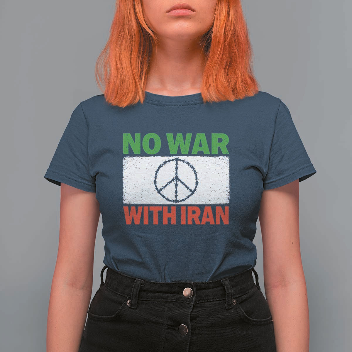 No War With Iran T Shirt For Women Iranian People Support Barbed Wire Peace Sign