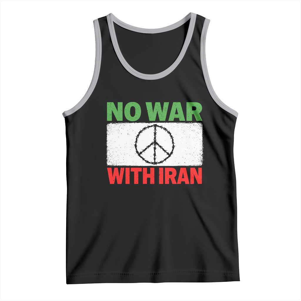 No War With Iran Tank Top Iranian People Support Barbed Wire Peace Sign