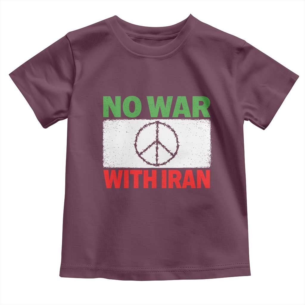 No War With Iran Toddler T Shirt Iranian People Support Barbed Wire Peace Sign