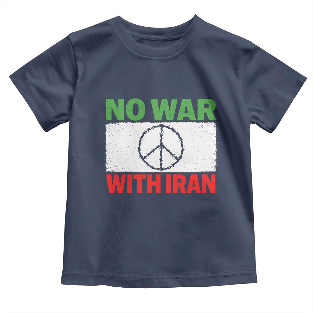 No War With Iran Toddler T Shirt Iranian People Support Barbed Wire Peace Sign