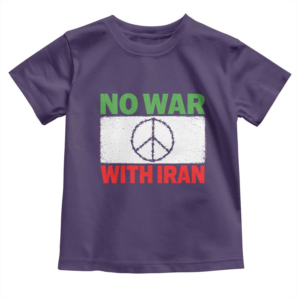 No War With Iran Toddler T Shirt Iranian People Support Barbed Wire Peace Sign