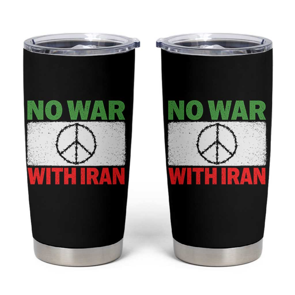 No War With Iran Tumbler Cup Iranian People Support Barbed Wire Peace Sign