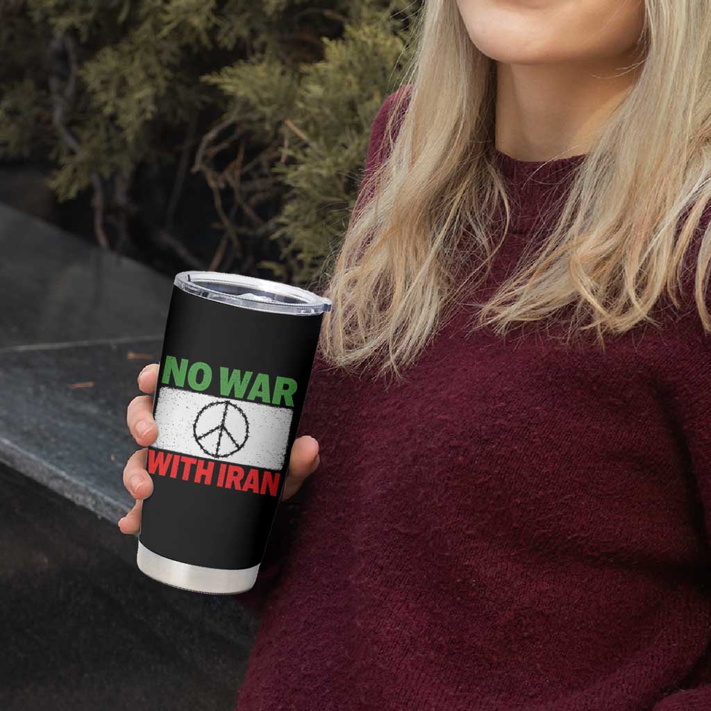 No War With Iran Tumbler Cup Iranian People Support Barbed Wire Peace Sign