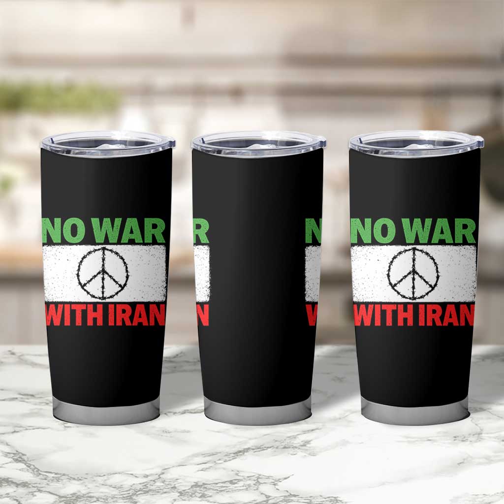 No War With Iran Tumbler Cup Iranian People Support Barbed Wire Peace Sign