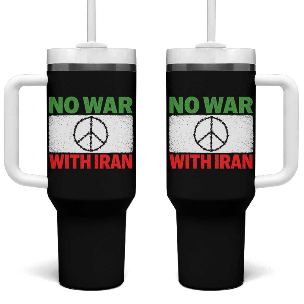 No War With Iran Tumbler With Handle Iranian People Support Barbed Wire Peace Sign