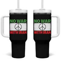 No War With Iran Tumbler With Handle Iranian People Support Barbed Wire Peace Sign