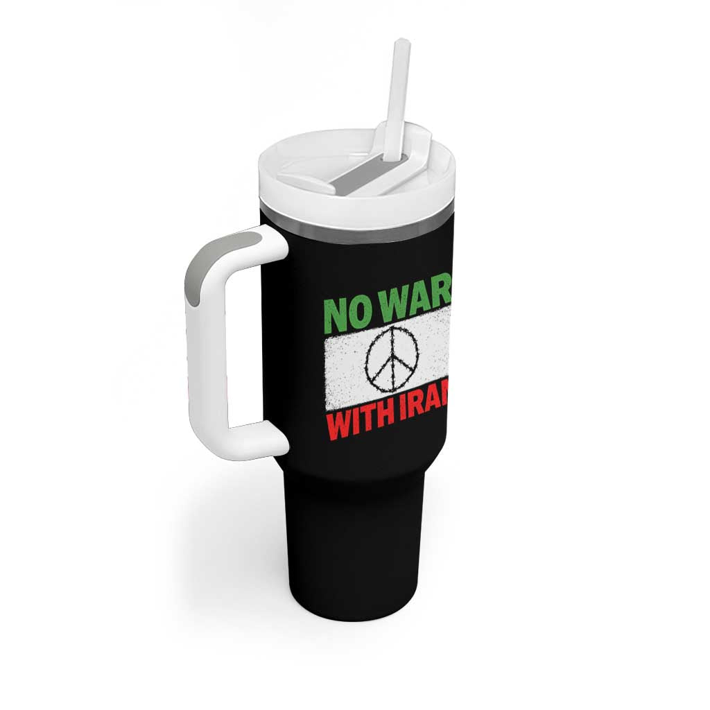 No War With Iran Tumbler With Handle Iranian People Support Barbed Wire Peace Sign