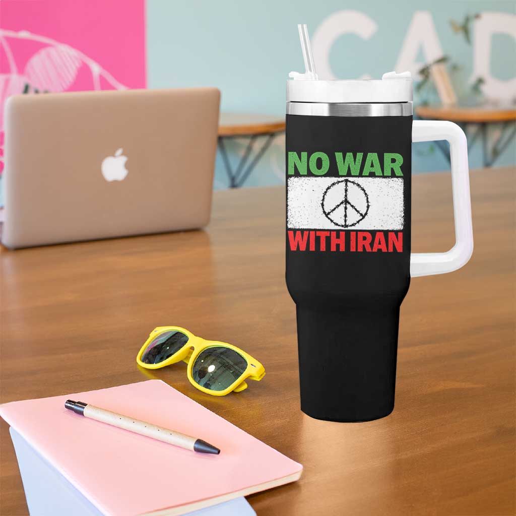 No War With Iran Tumbler With Handle Iranian People Support Barbed Wire Peace Sign