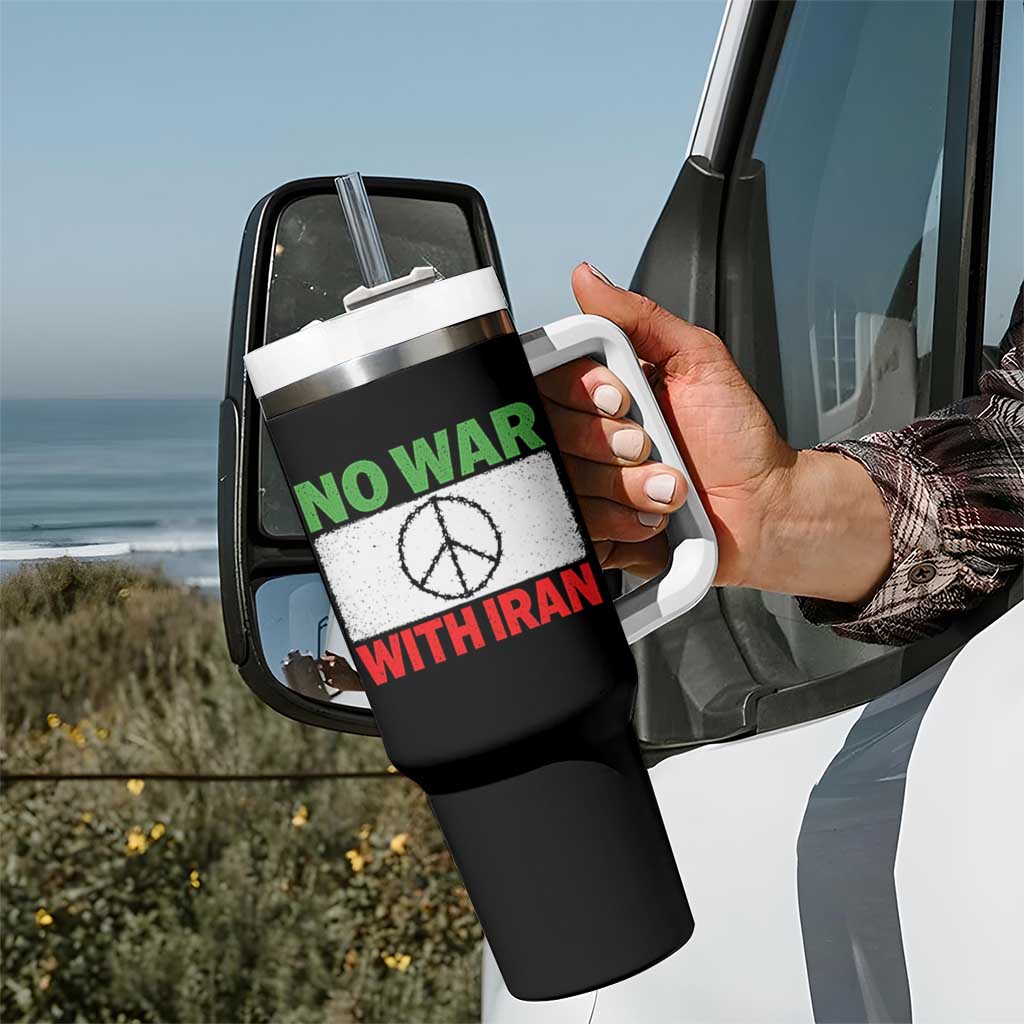 No War With Iran Tumbler With Handle Iranian People Support Barbed Wire Peace Sign