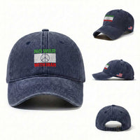 No War With Iran Washed Cotton Baseball Cap Iranian People Support Barbed Wire Peace Sign