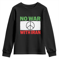 No War With Iran Youth Sweatshirt Iranian People Support Barbed Wire Peace Sign