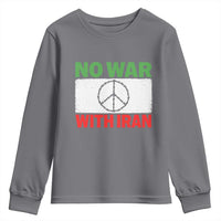 No War With Iran Youth Sweatshirt Iranian People Support Barbed Wire Peace Sign
