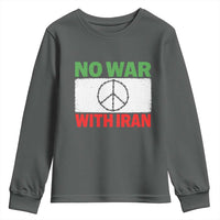 No War With Iran Youth Sweatshirt Iranian People Support Barbed Wire Peace Sign