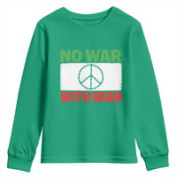 No War With Iran Youth Sweatshirt Iranian People Support Barbed Wire Peace Sign