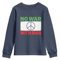 No War With Iran Youth Sweatshirt Iranian People Support Barbed Wire Peace Sign
