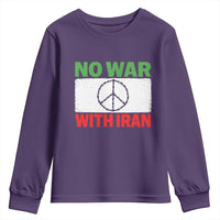 No War With Iran Youth Sweatshirt Iranian People Support Barbed Wire Peace Sign