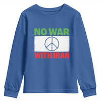 No War With Iran Youth Sweatshirt Iranian People Support Barbed Wire Peace Sign