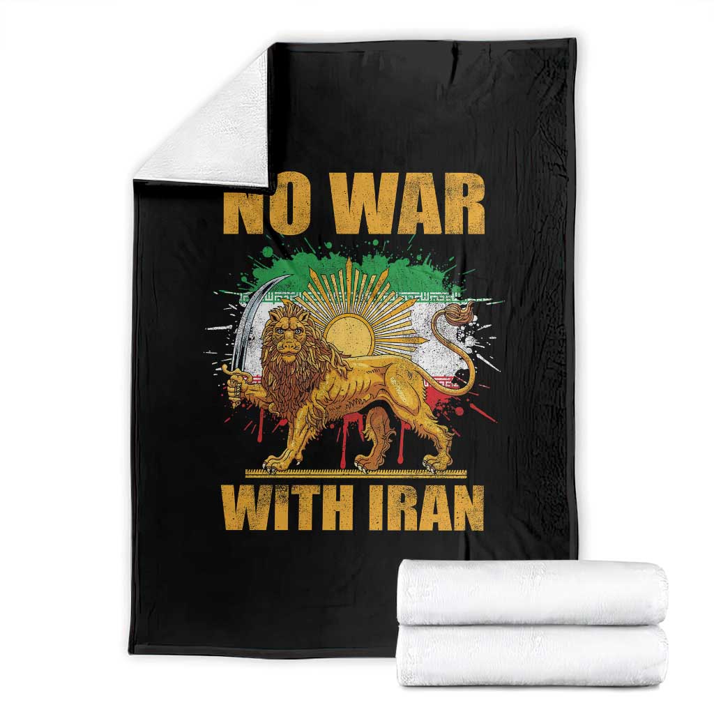 No War With Iran Throw Blanket Iran Flag Lion And Sun Persian Pride