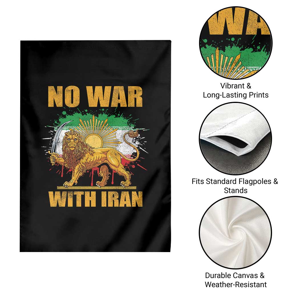 No War With Iran Garden Flag Iran Flag Lion And Sun Persian Pride