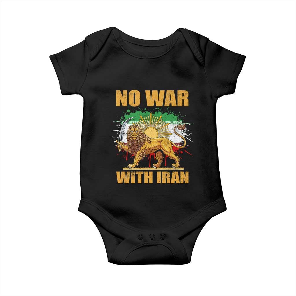 No War With Iran Baby Onesie Iran Flag Lion And Sun Persian Pride