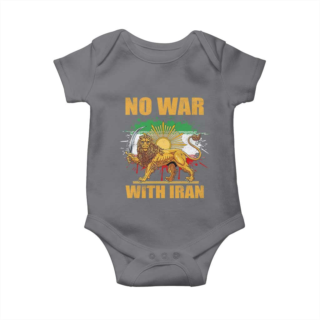 No War With Iran Baby Onesie Iran Flag Lion And Sun Persian Pride