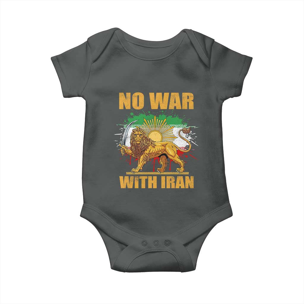 No War With Iran Baby Onesie Iran Flag Lion And Sun Persian Pride