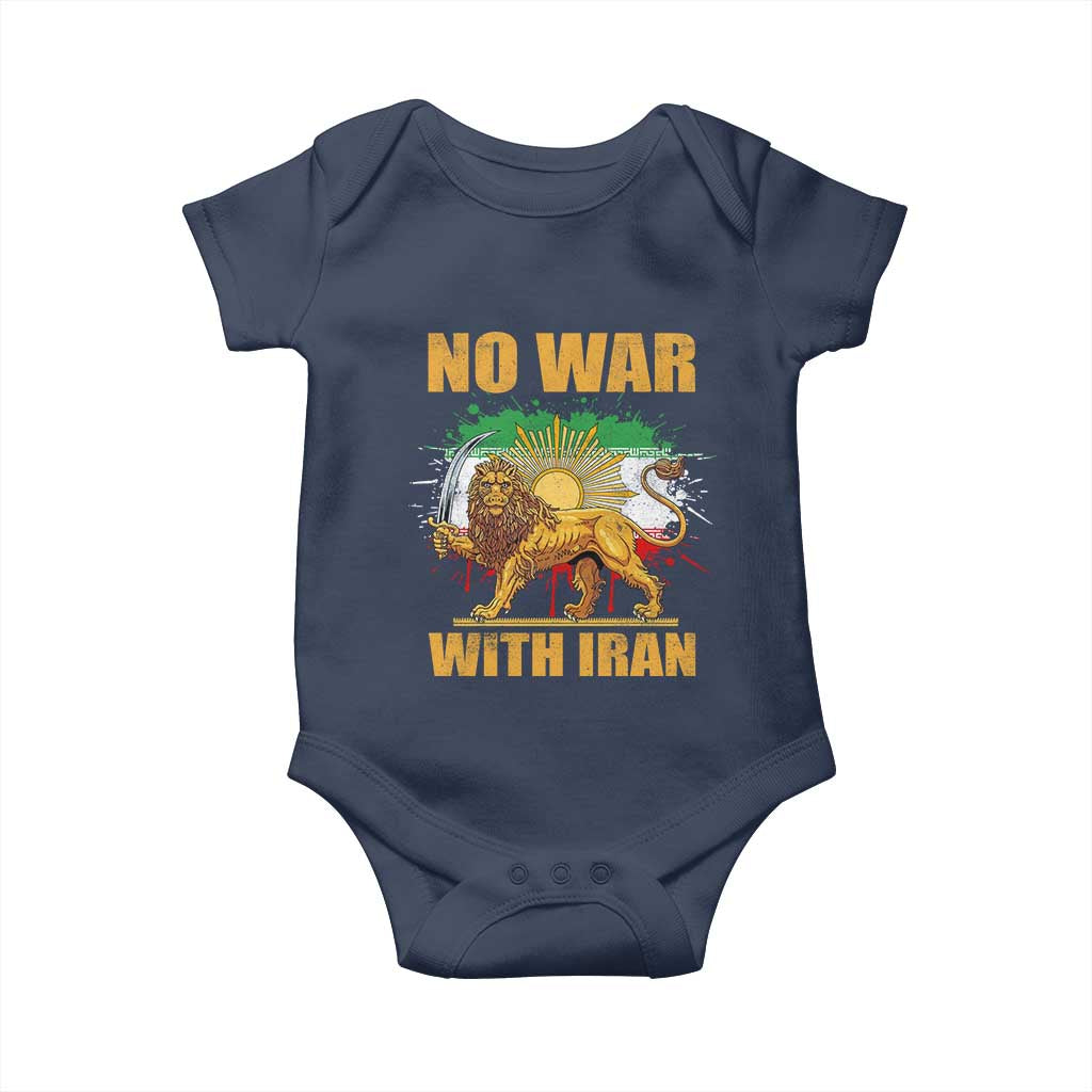 No War With Iran Baby Onesie Iran Flag Lion And Sun Persian Pride
