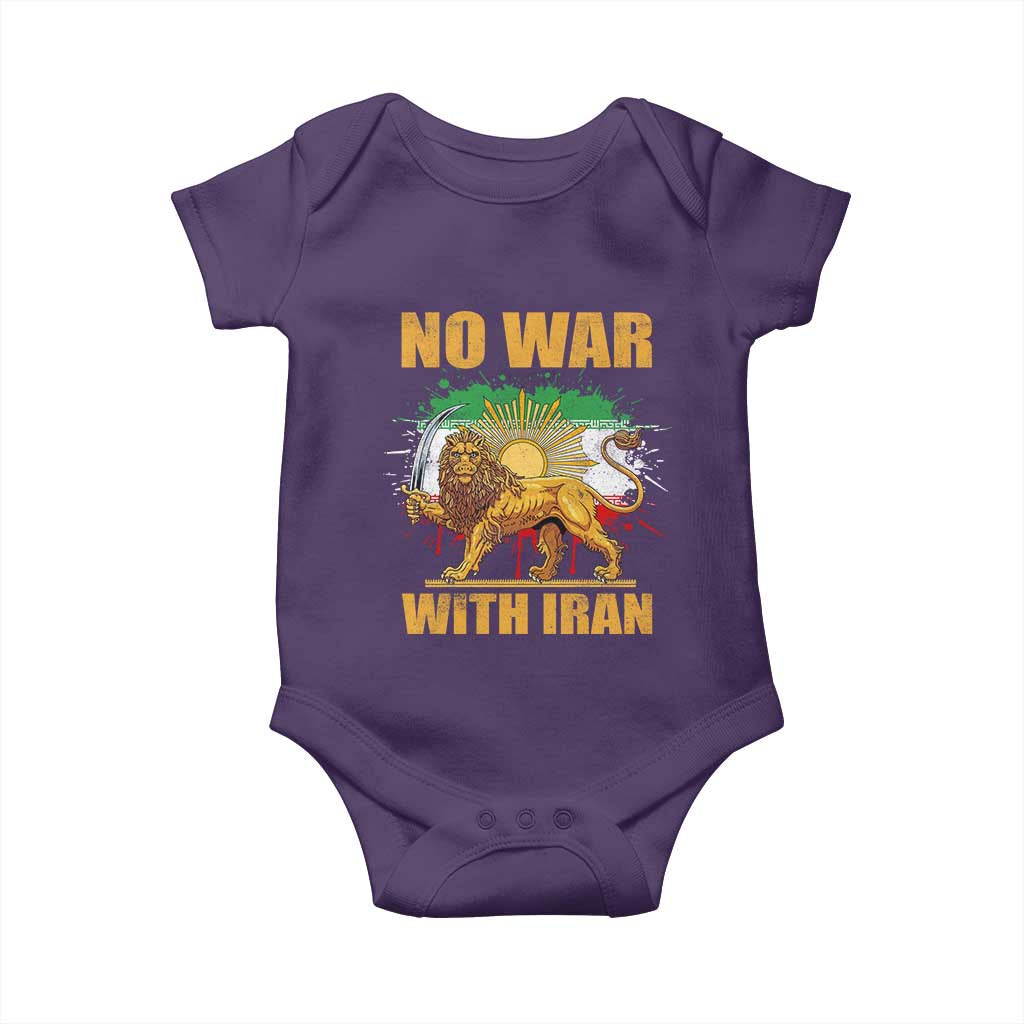 No War With Iran Baby Onesie Iran Flag Lion And Sun Persian Pride