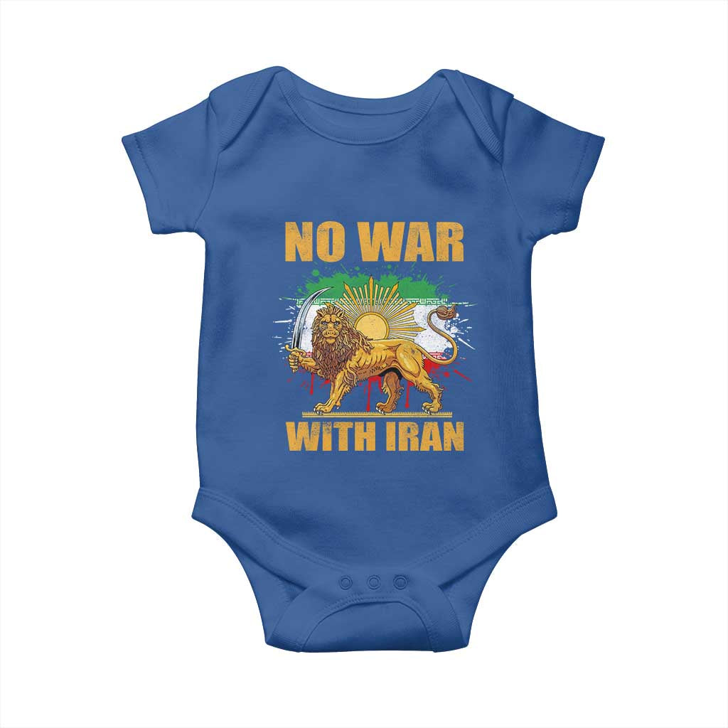 No War With Iran Baby Onesie Iran Flag Lion And Sun Persian Pride