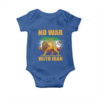 No War With Iran Baby Onesie Iran Flag Lion And Sun Persian Pride