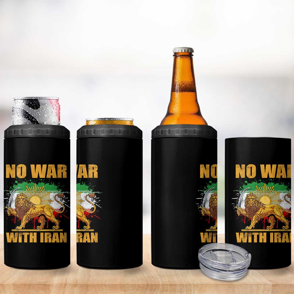 No War With Iran 4 in 1 Can Cooler Tumbler Iran Flag Lion And Sun Persian Pride