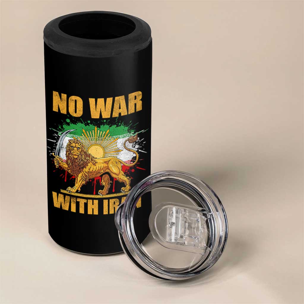 No War With Iran 4 in 1 Can Cooler Tumbler Iran Flag Lion And Sun Persian Pride